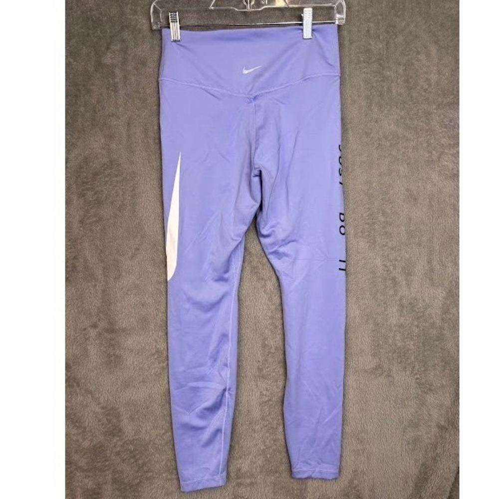 Nike Dri-FIT Purple High Waisted Just Do It Graphic Leggings Womens Size M